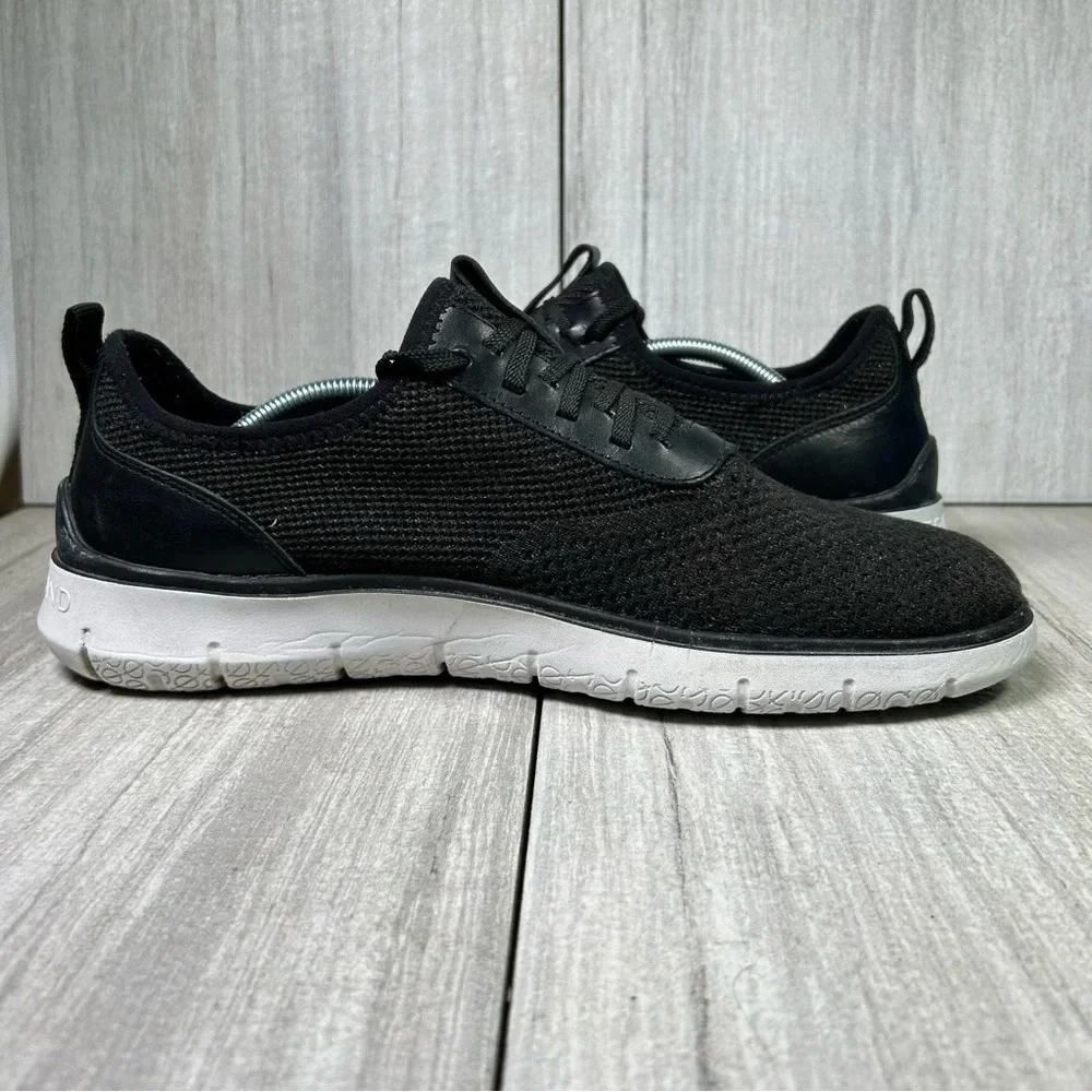 Cole Haan Black Knit Casual Oxfords with White Sole